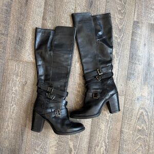 Steve Madden Black Heeled Boots with Buckle Detail